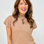 Relaxed Fit Mock Neck Cap Sleeve Top