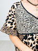 Leopard Print Contrast Pattern Short Sleeve Dress