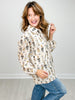 Long Sleeve Button Down Collared Nutcracker Top