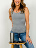 Two Way Neckline (Scoop & Boat) Washed Ribbed Tank Top