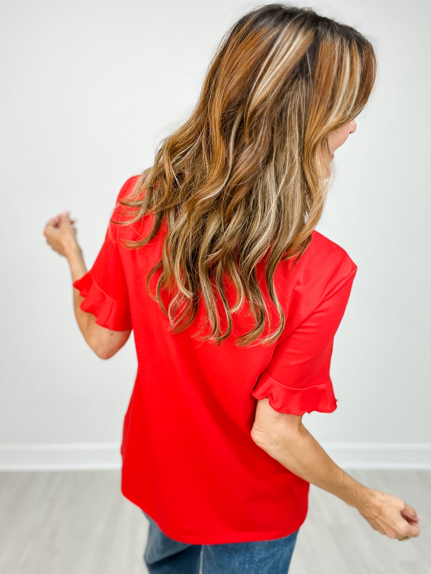 Festive Short Sleeve Embroidered Cookie Top