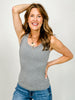 Two Way Neckline (Scoop & Boat) Washed Ribbed Tank Top