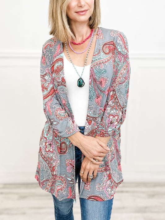 Wrinkle Free Adrian Cardigan Grey Multi