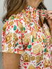 Gingerbread Button Down Short Sleeve Top