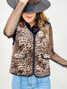 Upscale Leopard Print Zip-Up Velvet Quilted Vest