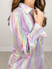 Iridescent Long Sleeve Button Up Collared Top