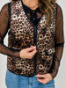 Upscale Leopard Print Zip-Up Velvet Quilted Vest