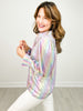 Iridescent Long Sleeve Button Up Collared Top