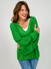 Ribbed Knit Hem V-Neck Sweater