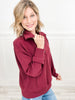 Wish You Well Modal Poly Span Quarter Zip Funnel Neck Top - SET B