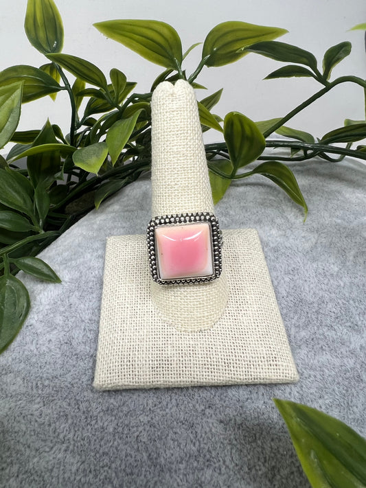 Square Pink Conch Ring Size 10.5