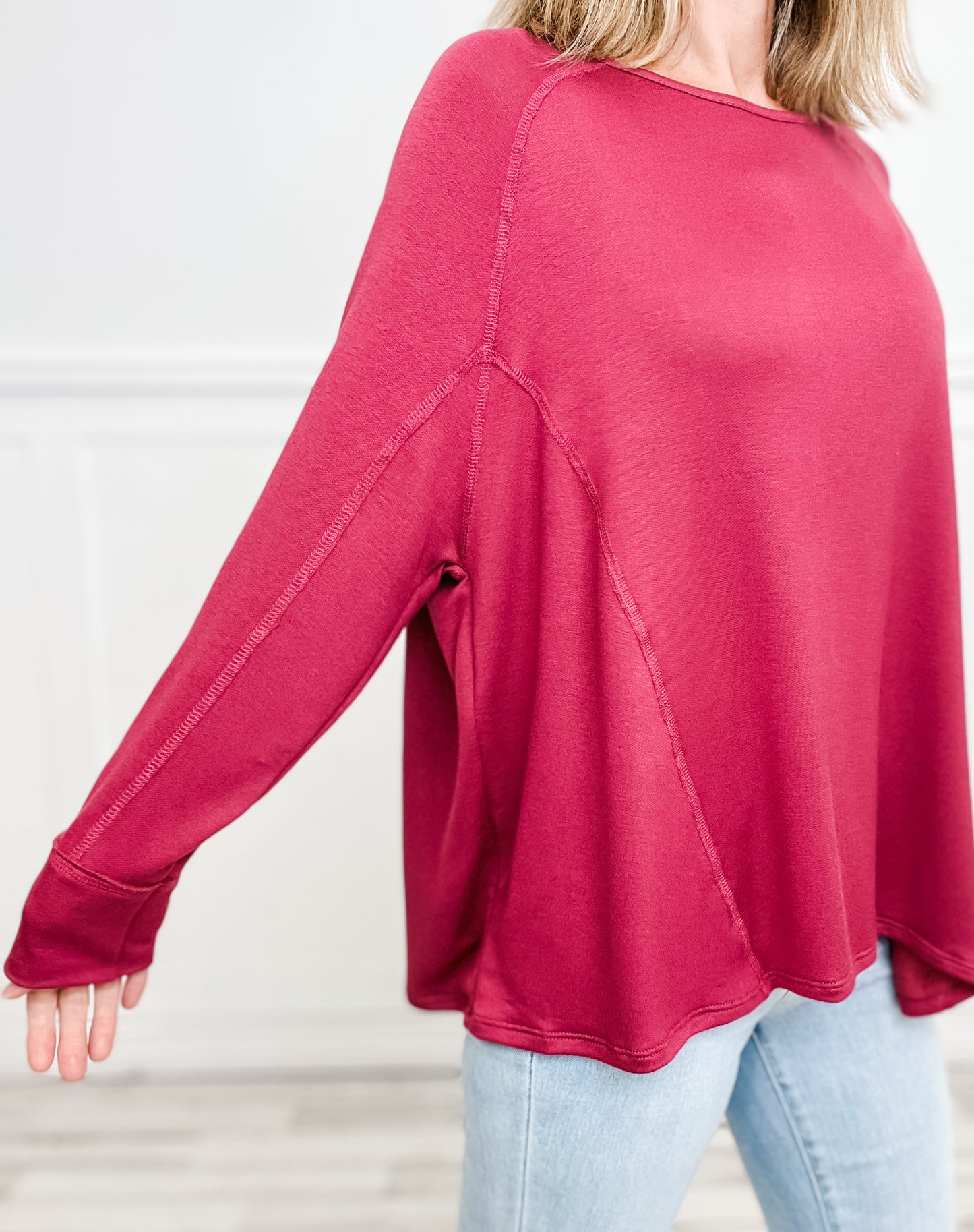 Long Sleeve Relaxed Fit Round Neckline Top