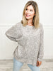 Brown and Cream Color Mix Sweater with Rounded Neckline