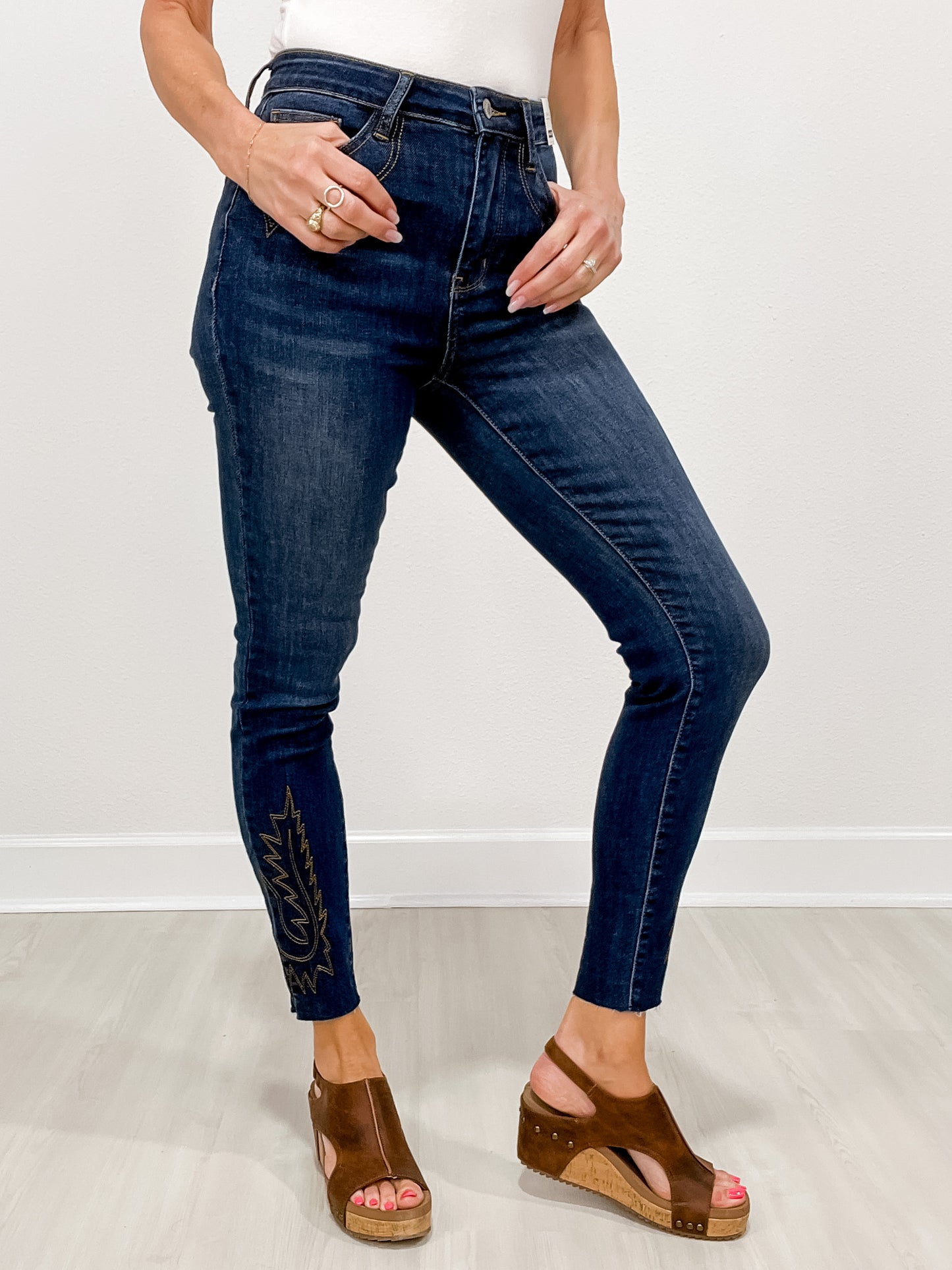 Judy Blue RYDER High Waist Western Embroidery Skinny Jeans