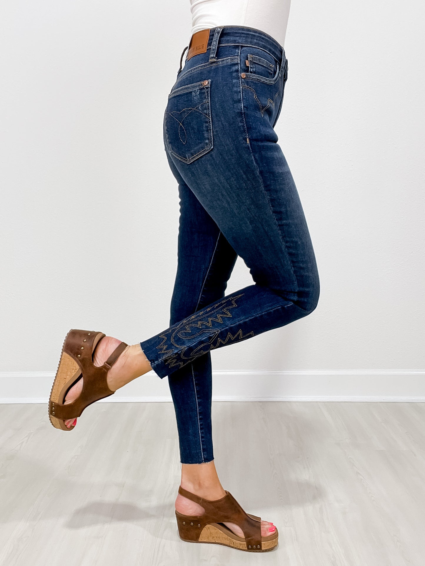 Judy Blue RYDER High Waist Western Embroidery Skinny Jeans