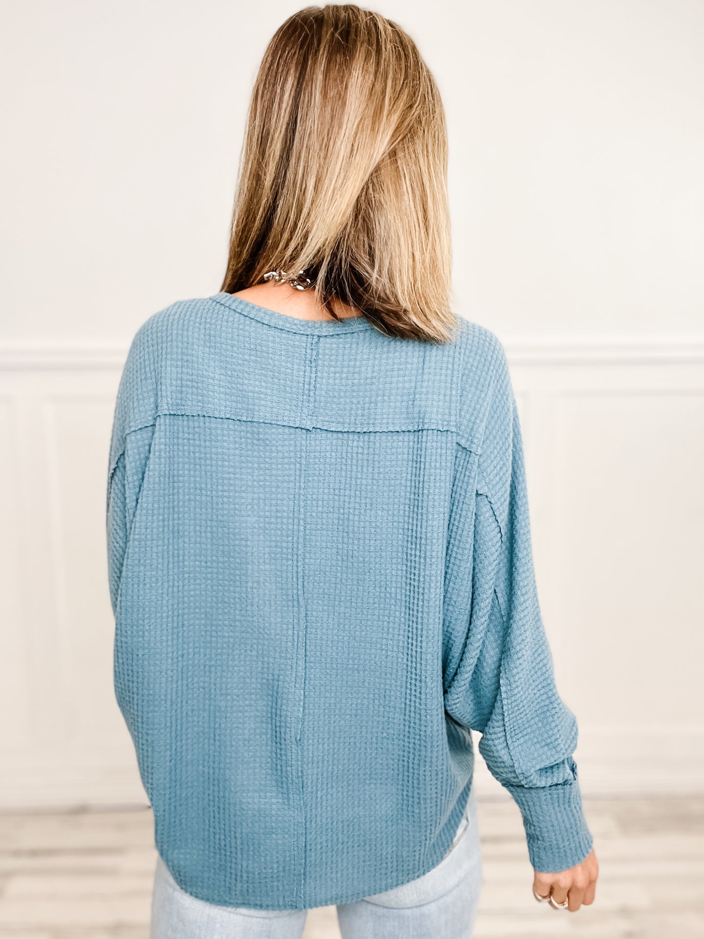 Round Neck Basic Long Bubble Sleeve Top