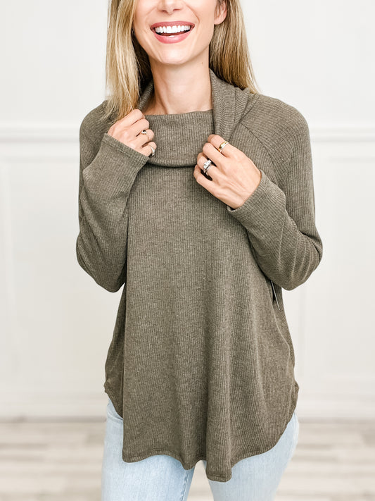 Turtleneck Long Sleeve RIbbed Top