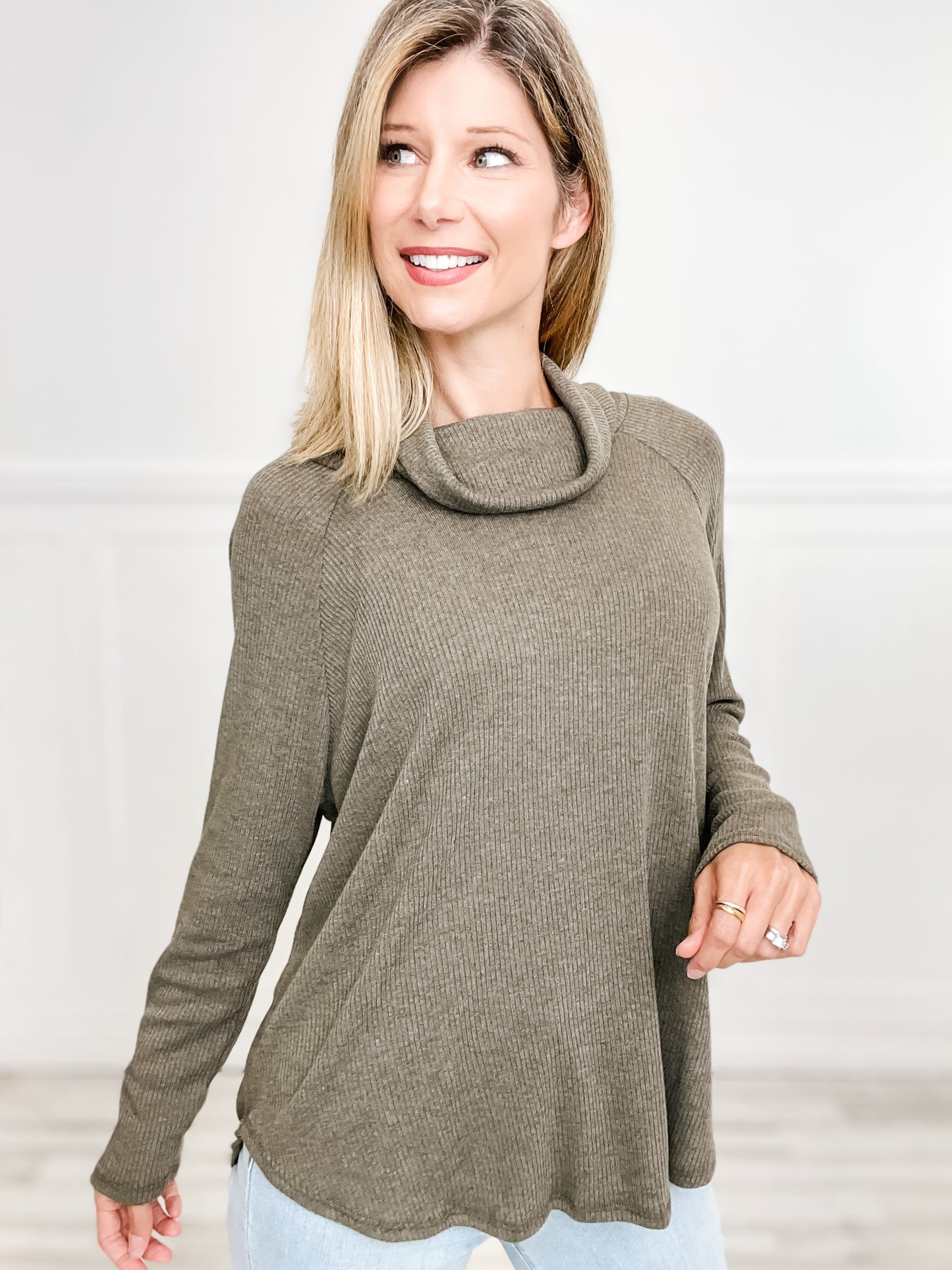 Turtleneck Long Sleeve RIbbed Top