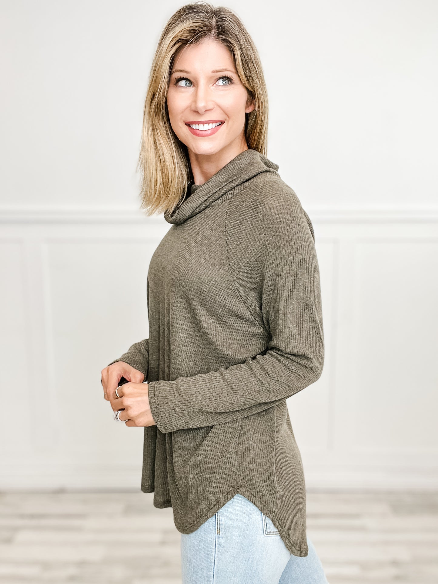 Turtleneck Long Sleeve RIbbed Top