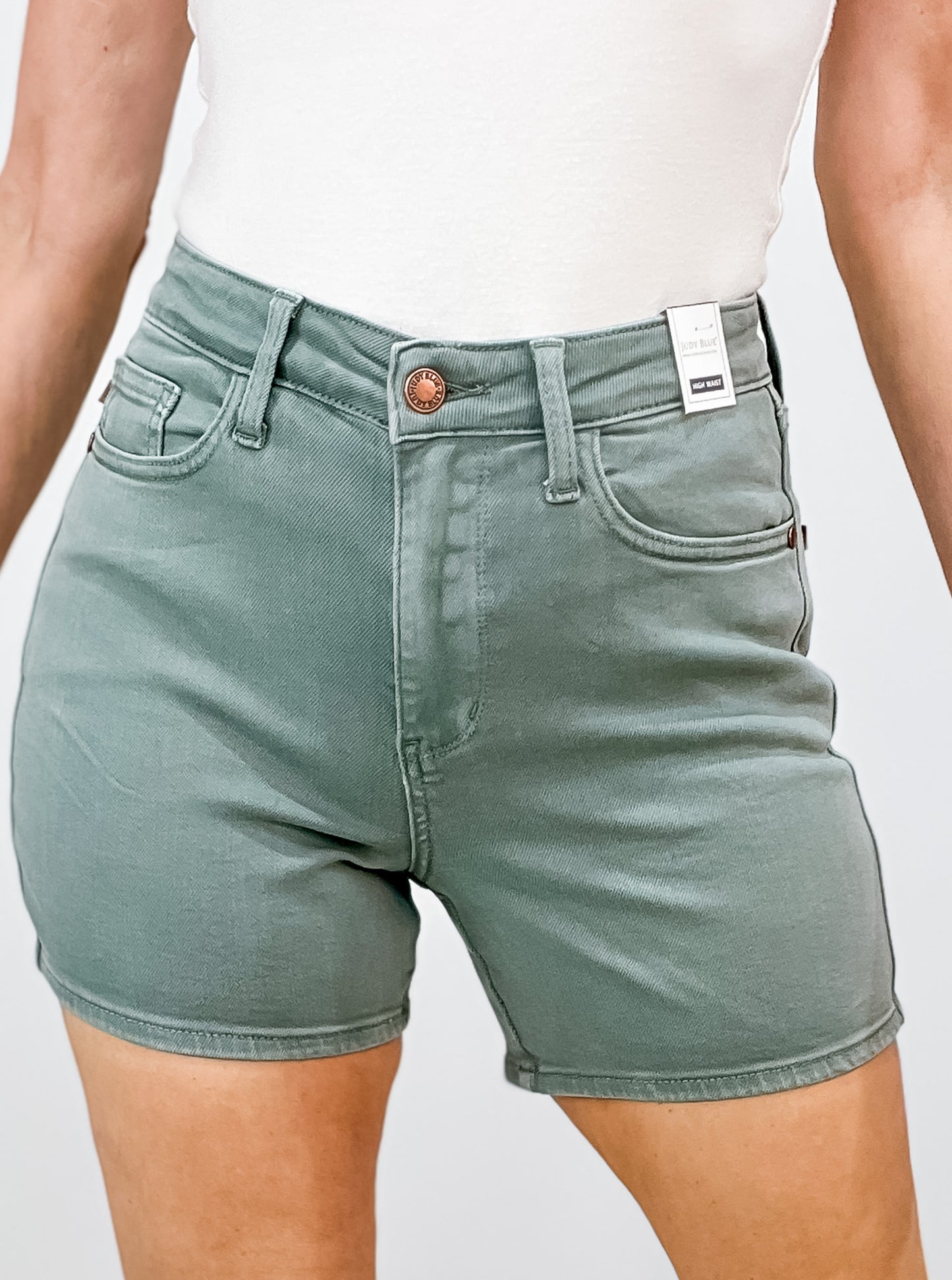 Judy Blue CHASIN YOU High Waist Stone Blue Shorts