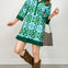Solid Contrast Accent Boho Floral Dress