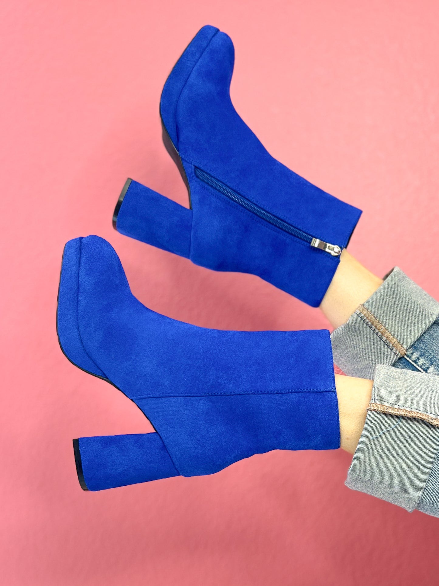 Corkys Slug Bug Block Heel Boots in Electric Blue