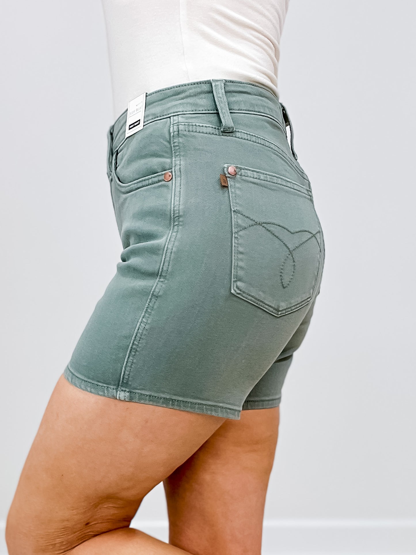 Judy Blue CHASIN YOU High Waist Stone Blue Shorts