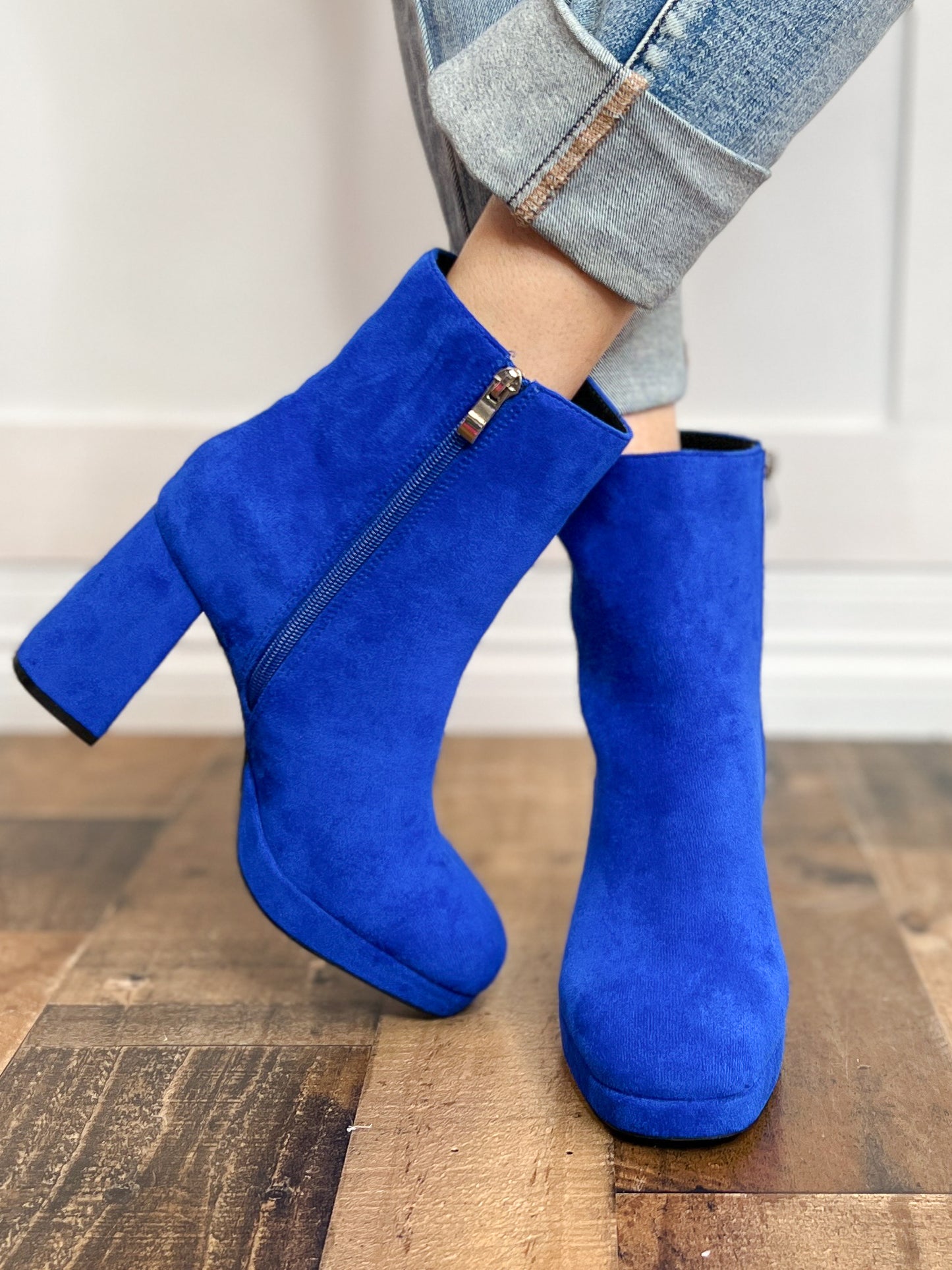 Corkys Slug Bug Block Heel Boots in Electric Blue