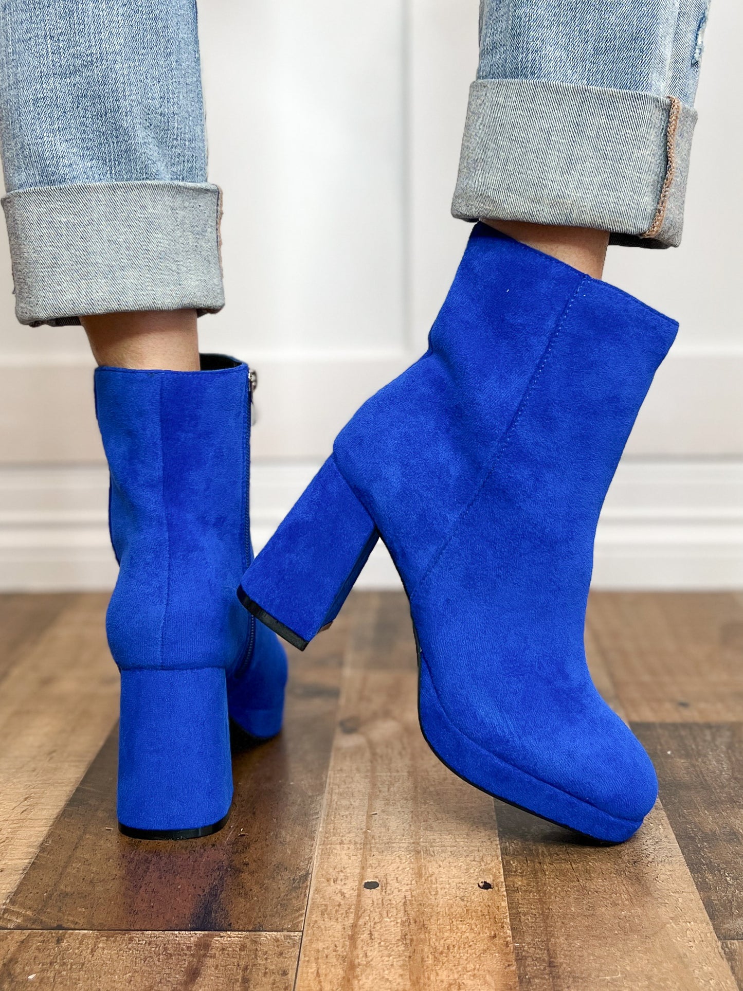 Corkys Slug Bug Block Heel Boots in Electric Blue