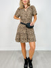 Short Sleeve V-Neck Leopard Dress
