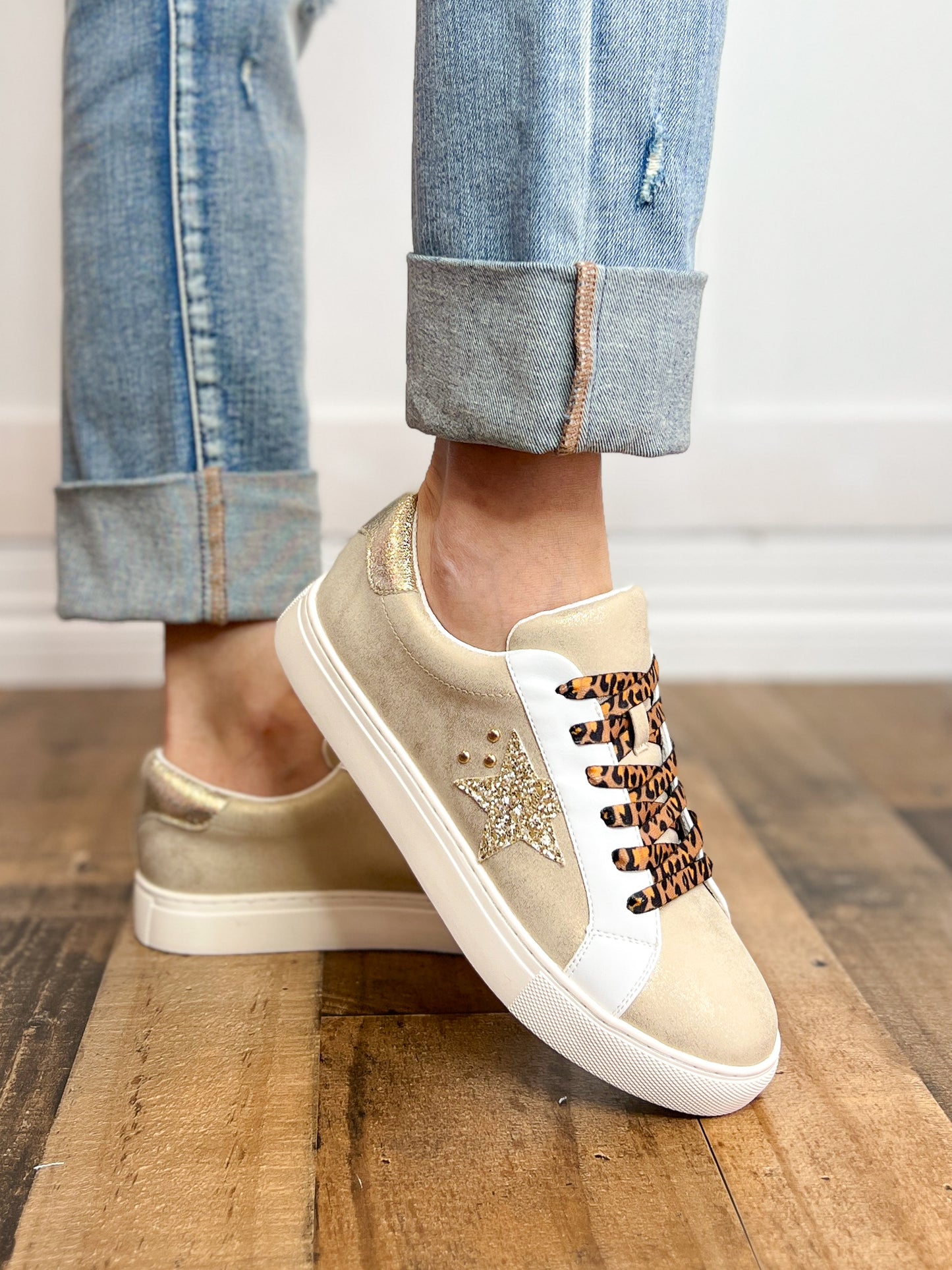 Corkys Supernova Sneaker Shoes in Gold Metallic Glitter