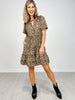 Short Sleeve V-Neck Leopard Dress