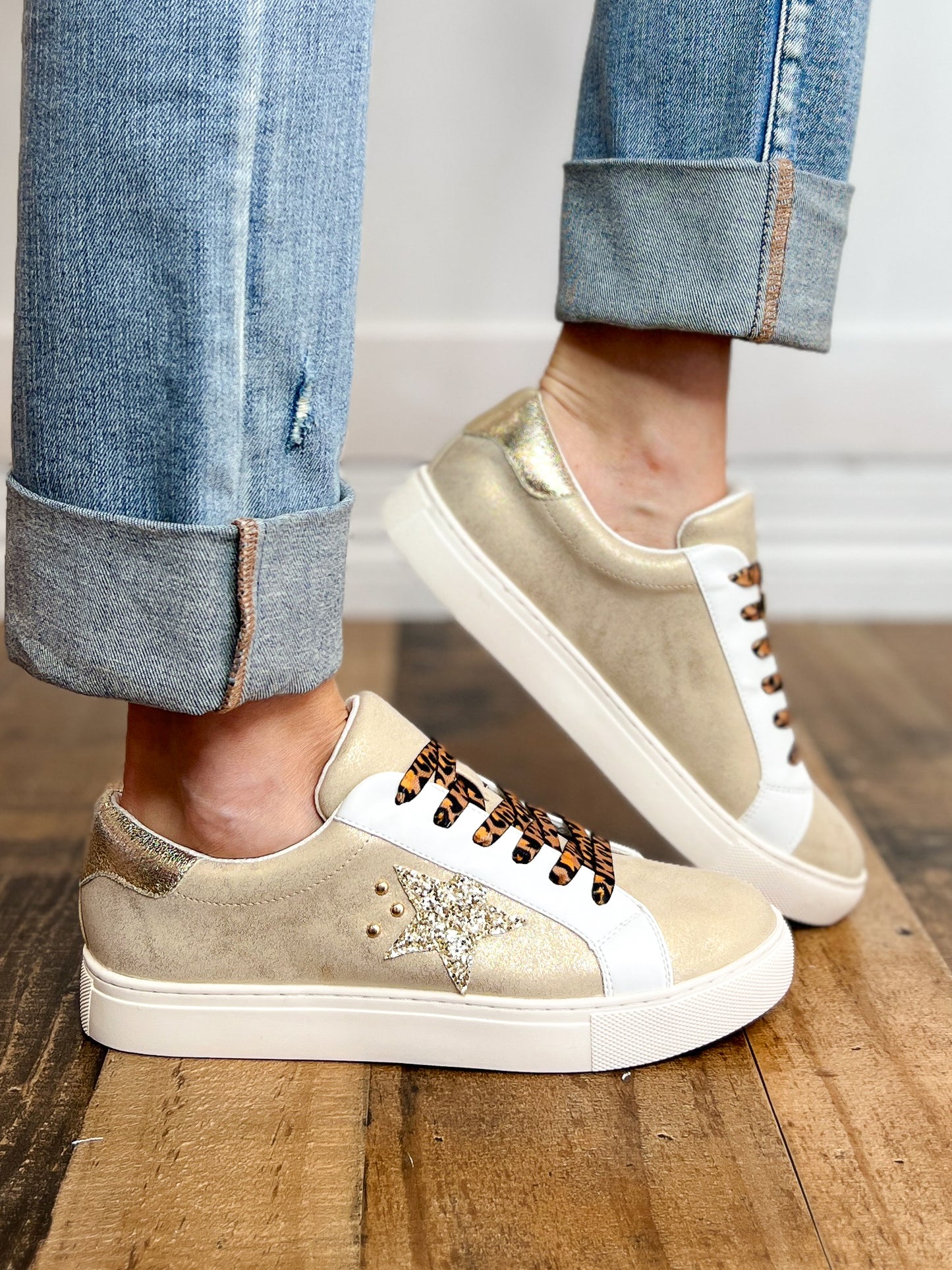 Corkys Supernova Sneaker Shoes in Gold Metallic Glitter