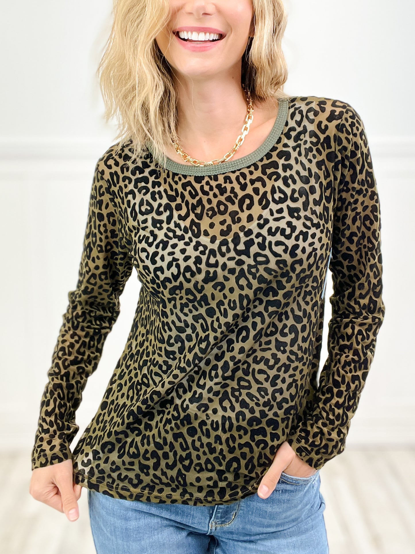 Bite Me Long Sleeve Animal Print Velvet Burnout Top