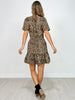 Short Sleeve V-Neck Leopard Dress