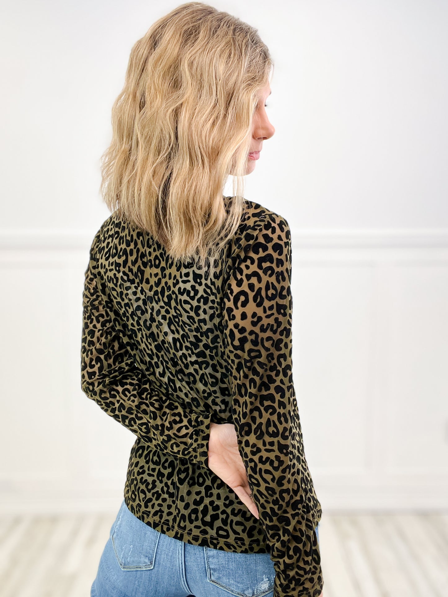 Bite Me Long Sleeve Animal Print Velvet Burnout Top