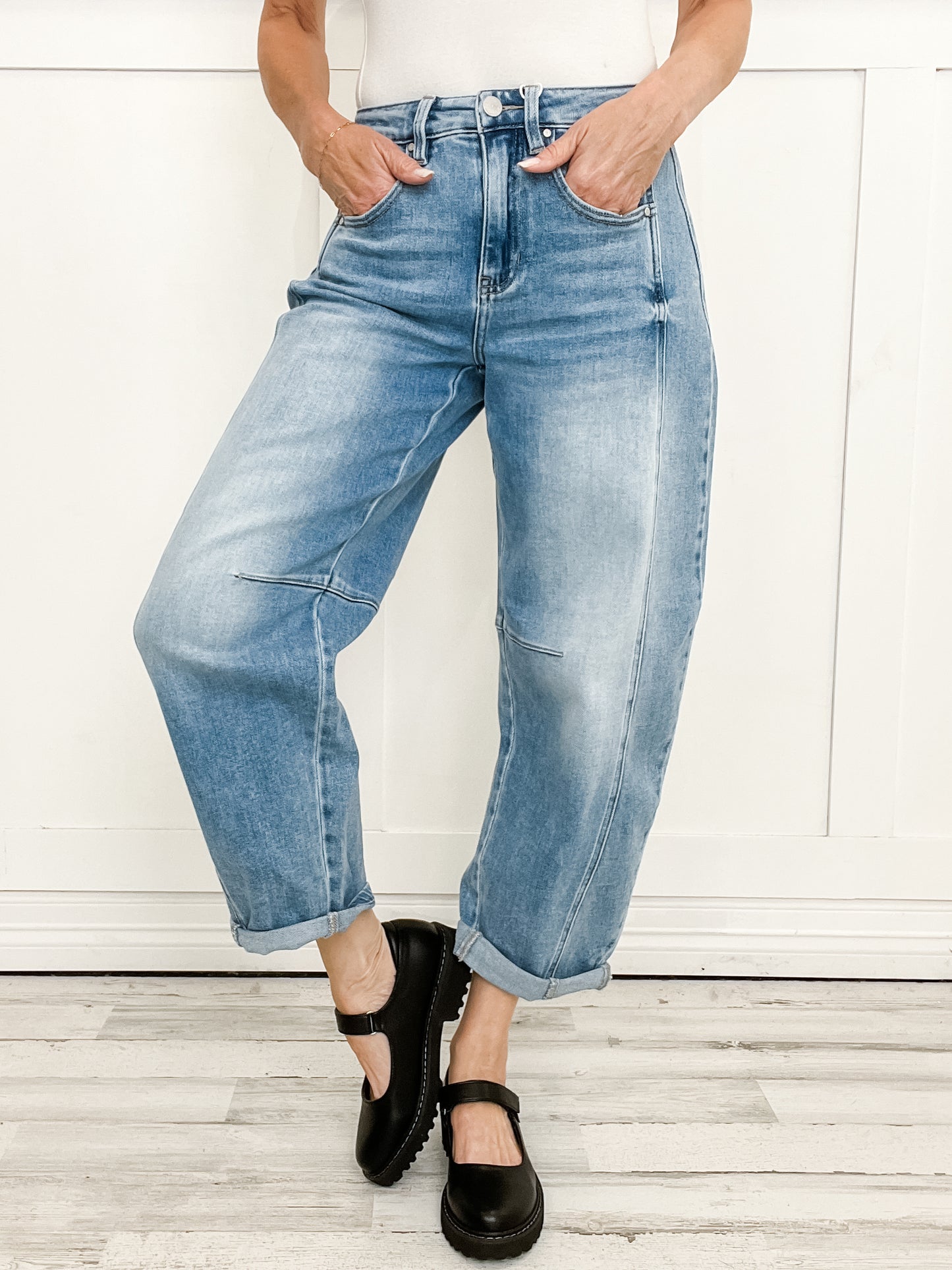 Risen High Rise Boyfriend Barrel Jeans