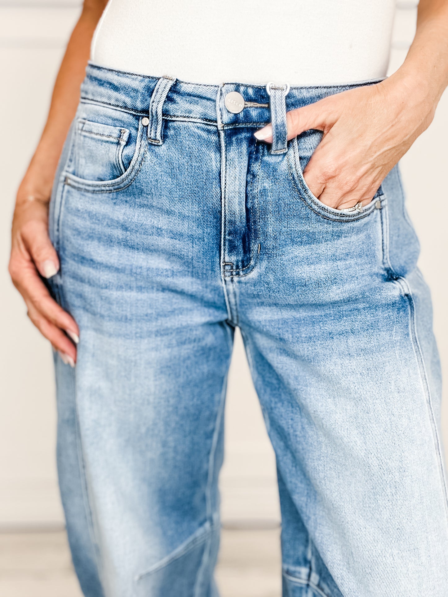 Risen High Rise Boyfriend Barrel Jeans