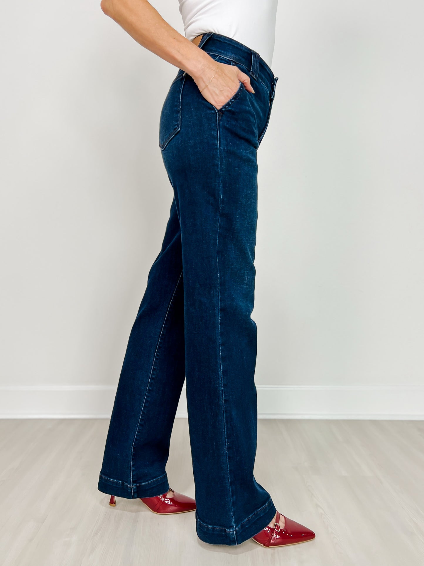 Judy Blue HIGH SOCIETY High-Waist Trouser Leg Jeans in 3 Inseams