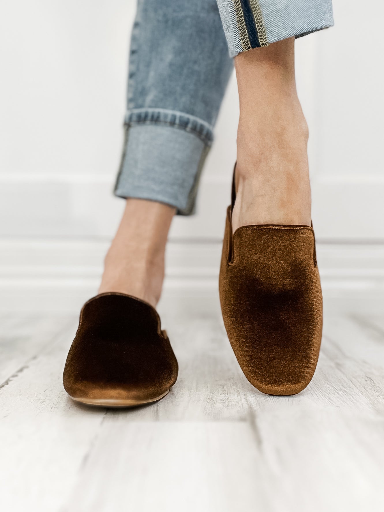 Corkys Spotlight Slip On Mule Shoes in Cinnamon Velvet