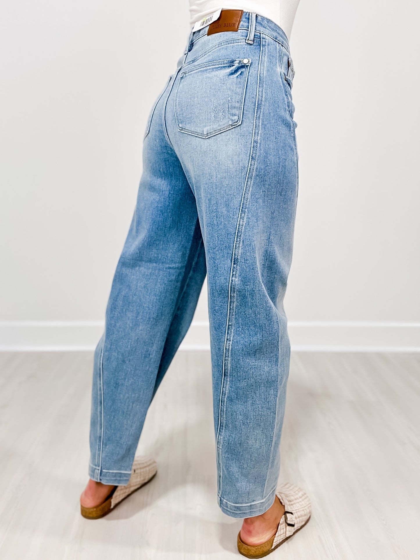 Judy Blue PENELOPE High Waist Side Panel Barrel Leg Jeans