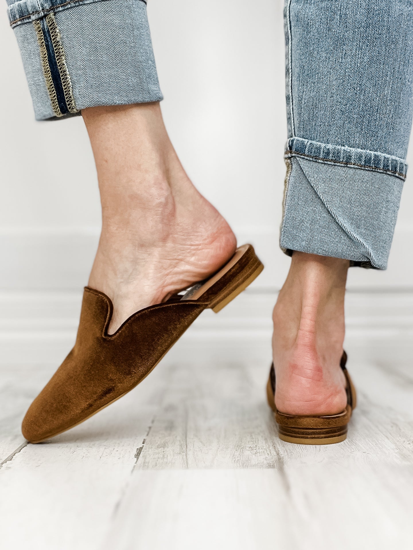 Corkys Spotlight Slip On Mule Shoes in Cinnamon Velvet