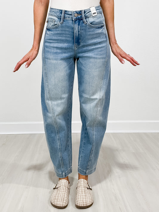 Judy Blue PENELOPE High Waist Side Panel Barrel Leg Jeans