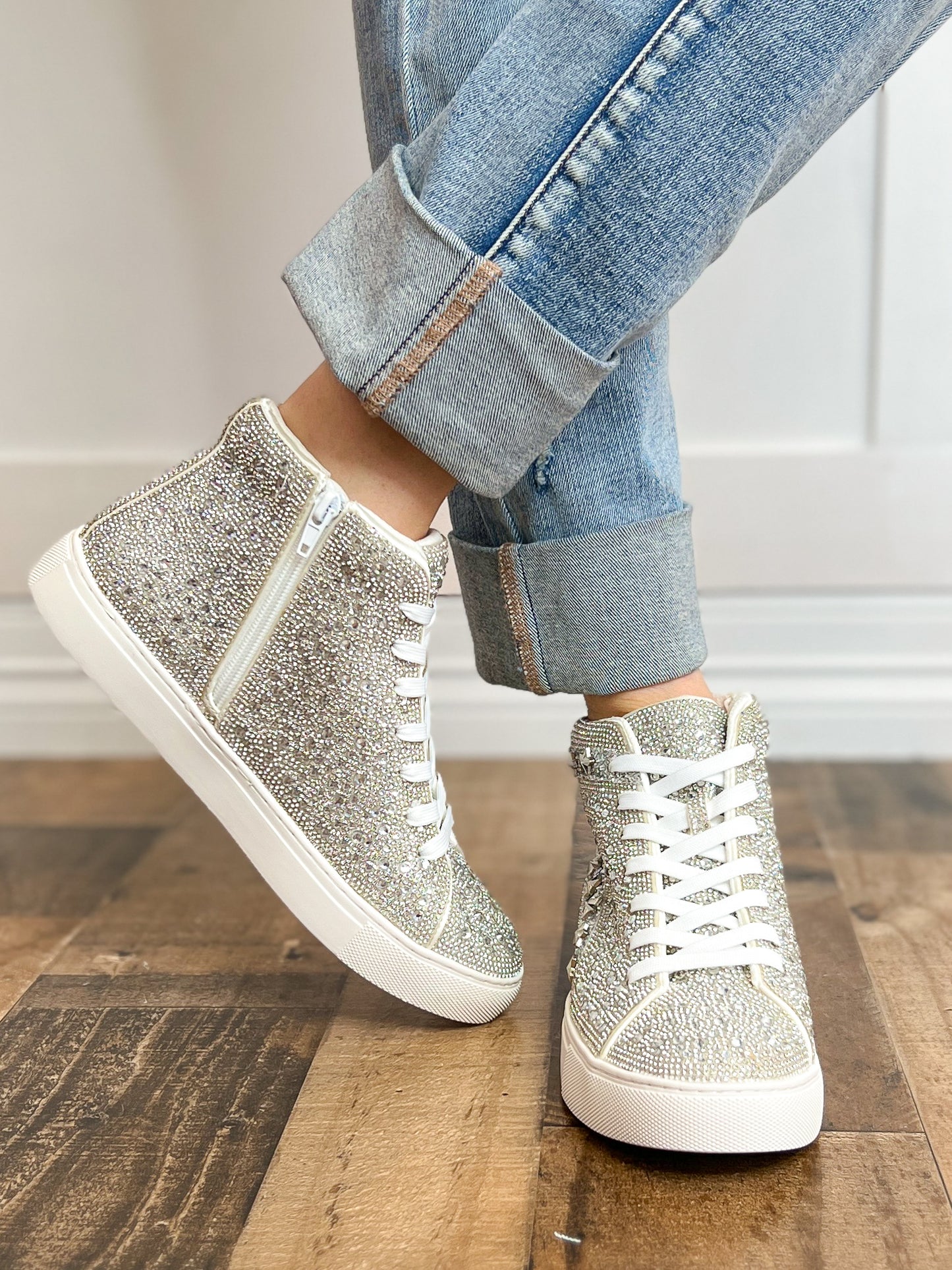 Corkys Flashy Hi-Top Clear Rhinestones Tennis Shoes