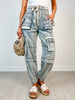 Denim Utility Cargo Pants with Drawstring Waist