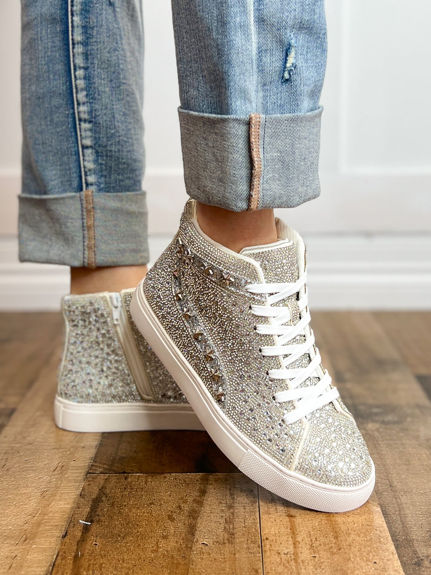 Corkys Flashy Hi-Top Clear Rhinestones Tennis Shoes