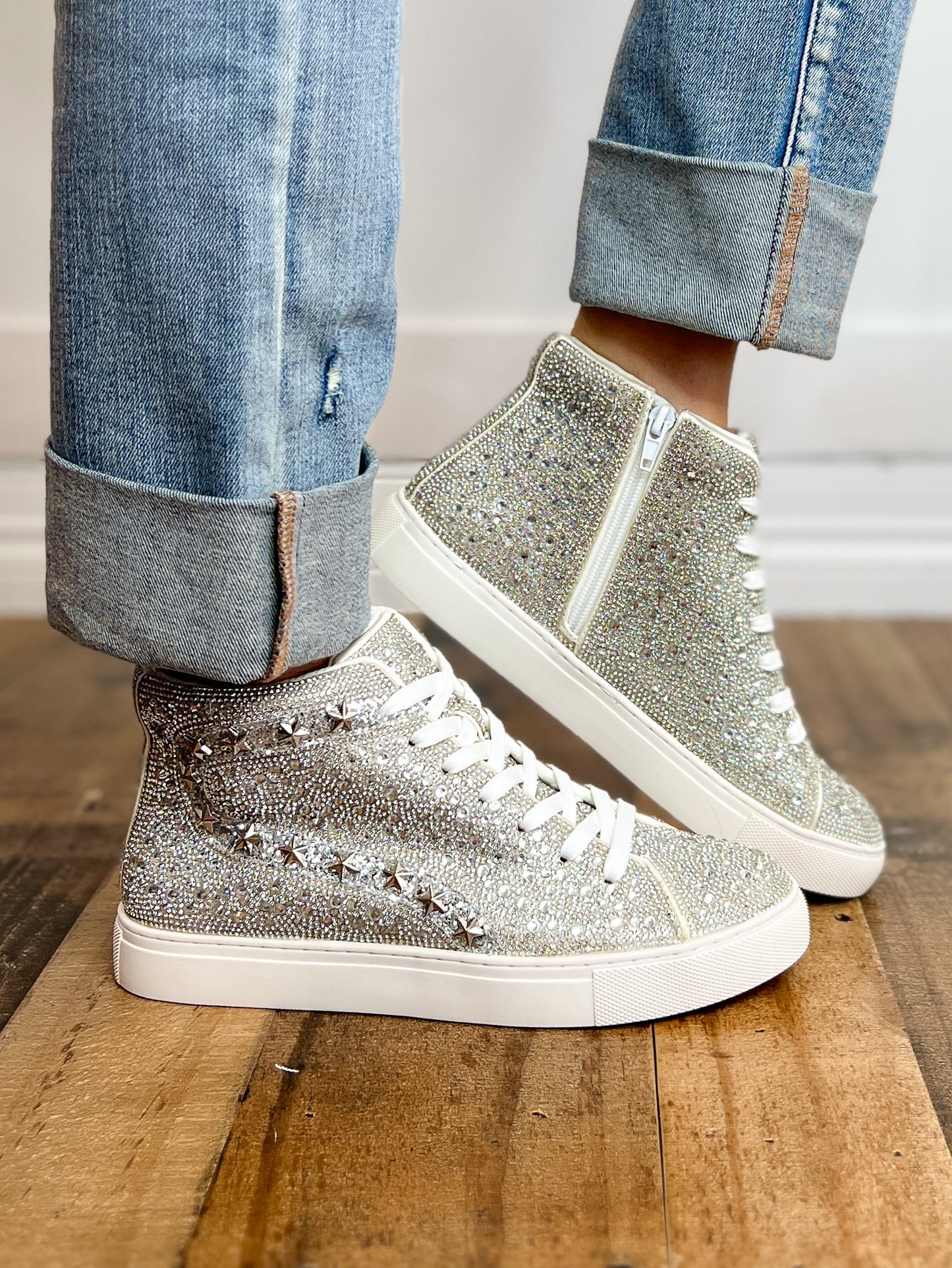 Corkys Flashy Hi-Top Clear Rhinestones Tennis Shoes