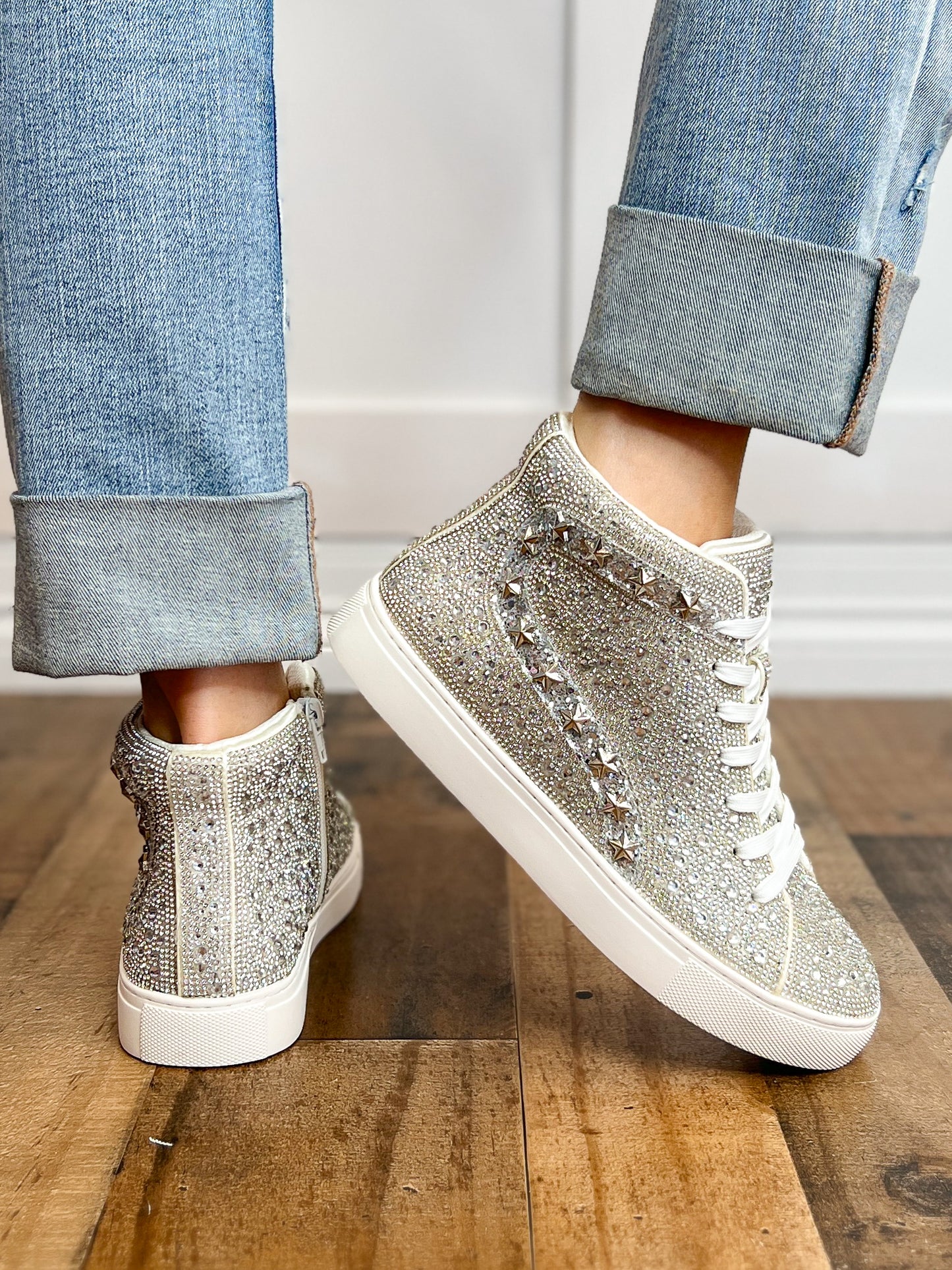 Corkys Flashy Hi-Top Clear Rhinestones Tennis Shoes