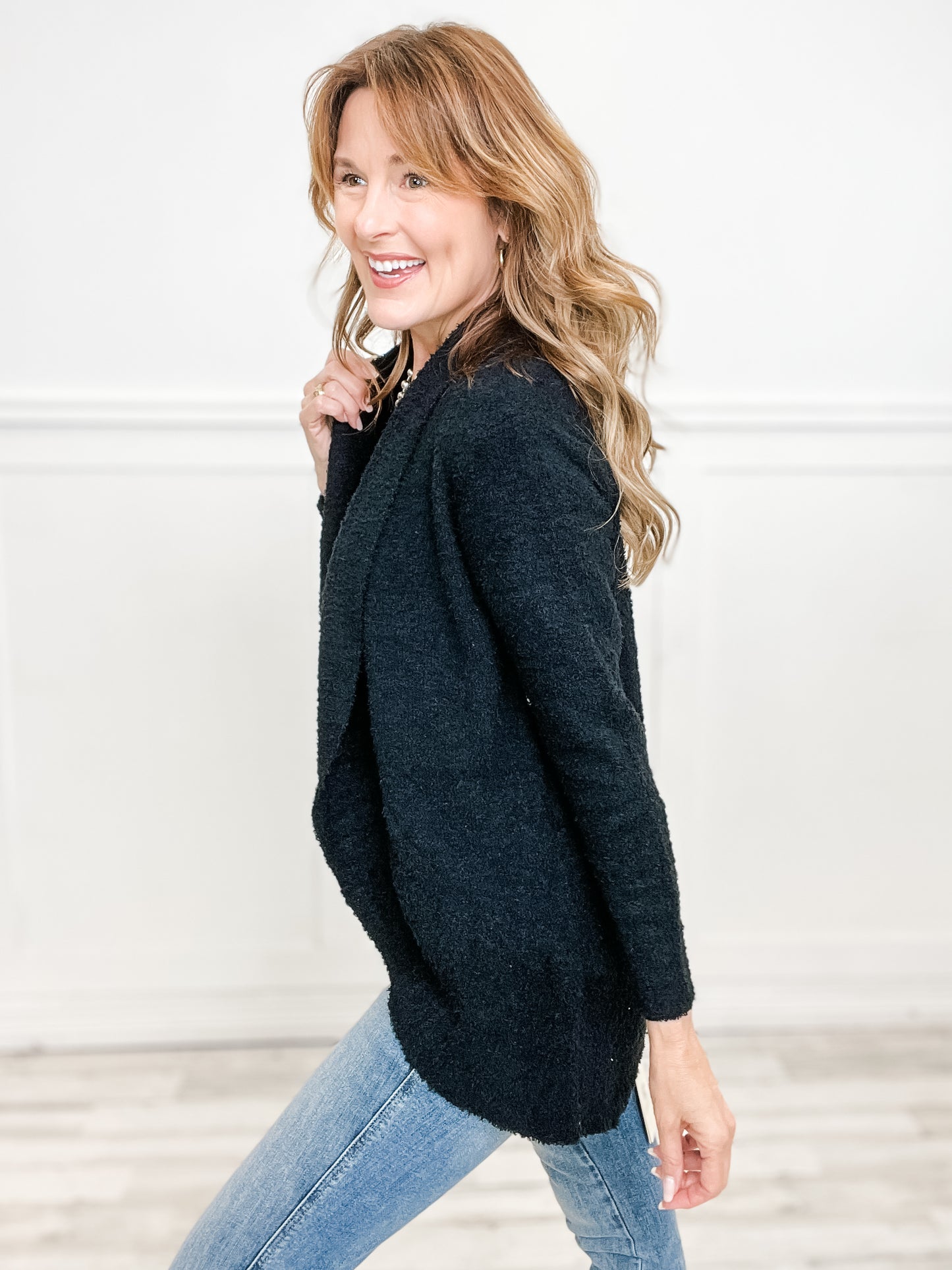 Solid Luxury Soft Cardigan with Rounded Ribbed Edges