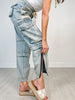 Denim Utility Cargo Pants with Drawstring Waist